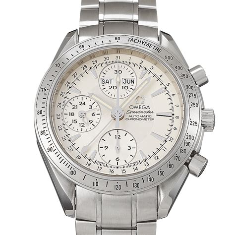 omega speedmaster day date white dial|omega speedmaster white side.